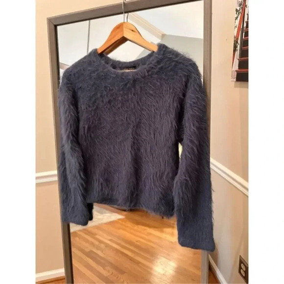 Truth By Republic Blue Slate FUZZY TEXTURED CROPPED Hooded Jacket Women’s Size X - Picture 1 of 3